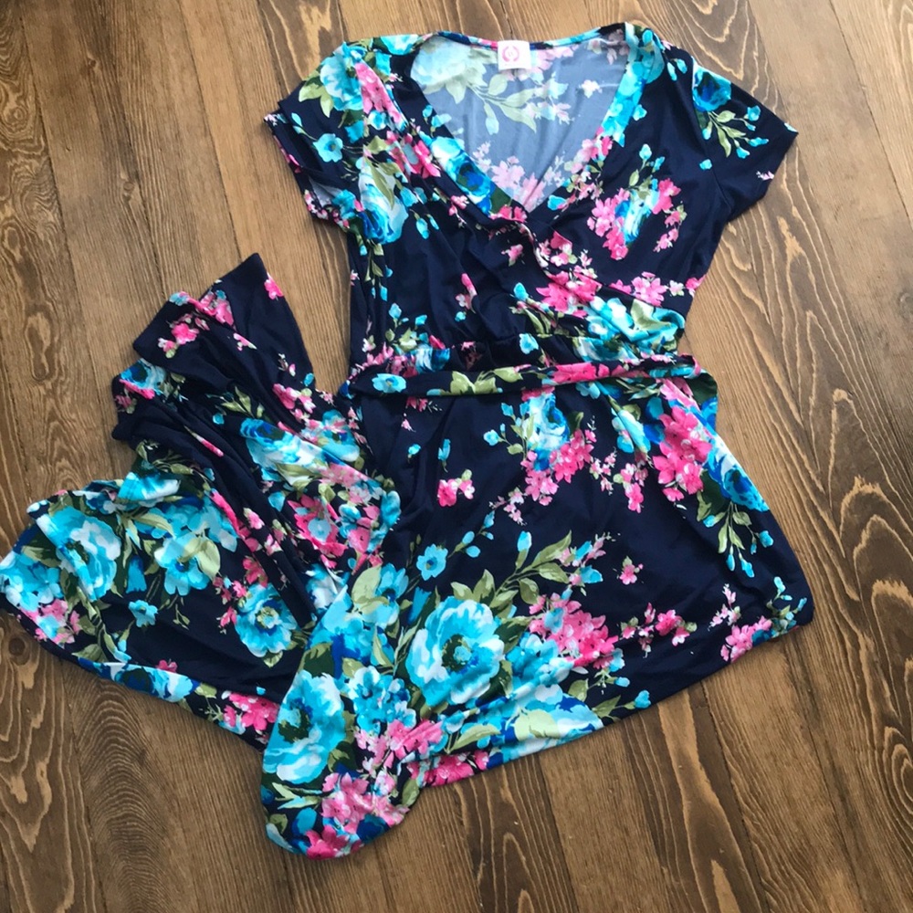 Navy floral maxi dress
